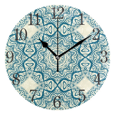 

Wall Clock Floral Mandala Round Wall Clock Arabic Numerals Design