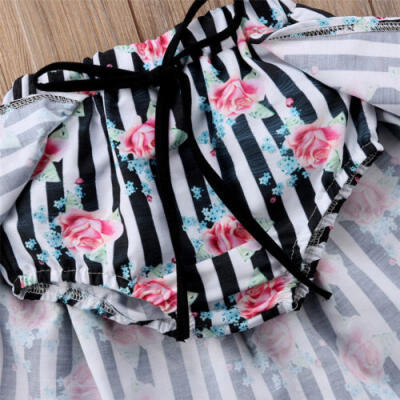 

Kids Baby Girls Floral Off Shoulder Tops Romper Dress Skirt Outfit Clothes 3pcs