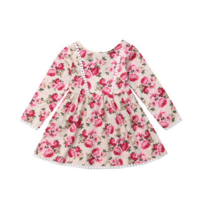 

Newborn Toddler Baby Girls Princess Flower Long Sleeve Dress Casual Clothes AU