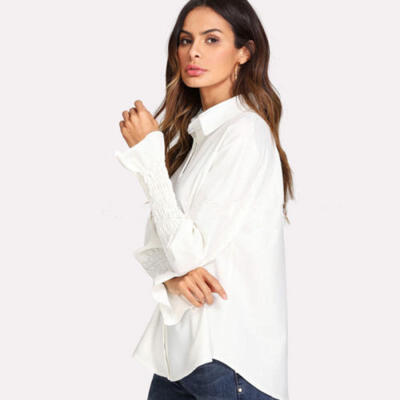 

New Womens Ladies Summer Horn Sleeve Shirt Loose Casual Blouse Tops T-Shirt CA