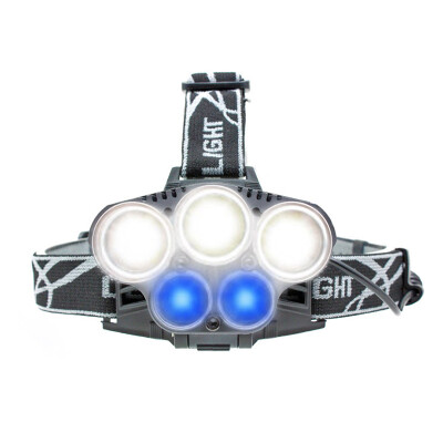 

BRELONG LED Headlamp 5LEDs 18650 Battery USB White Blue Light