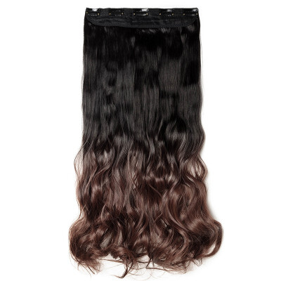 

Ombre Synthetic Fiber Clips in on Hair Extension 34 Full Head One Piece 5 Clips Long Silky Curly Wavy