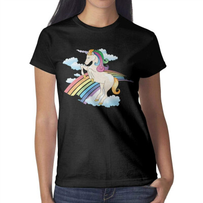 

Unicorn Caught from A Rainbow Womens Black t Shirts Cute Womens Ladies Cotton t Shirt