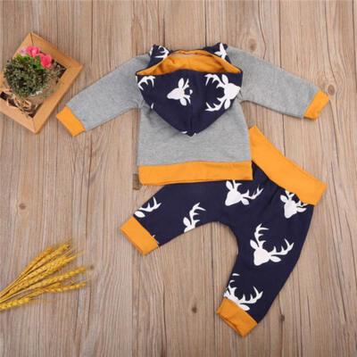 

US Newborn Baby Girls Deer Hooded Tops Sweatshirt Pants Leggings Outfits Clothes