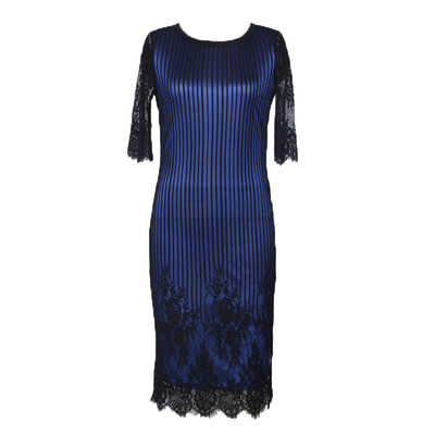 

Women Summer Sexy Lace Elegant Belt Straight Half Sleeve Slim Pencil Dress