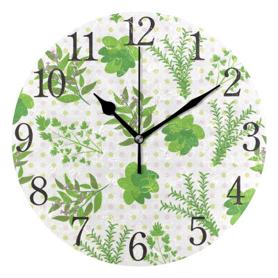 

Wall Clock Arabic Numerals Design Green Leaf Round