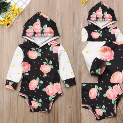 

Newborn Baby Girls Long Sleeve Romper Bodysuit Jumpsuit Hooded Clothes Outfit