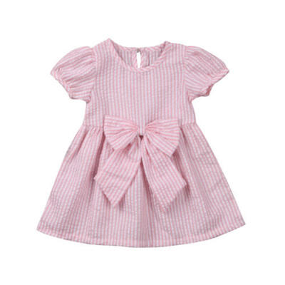 

AUStock Newborn Toddler Kids Girl Summer Bow Party Dress Sundress Clothes Casual