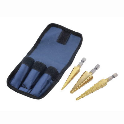 

3pcs Quick-change 1/4" Hex Shank larger Titanium Coated Step Drill Bit Set