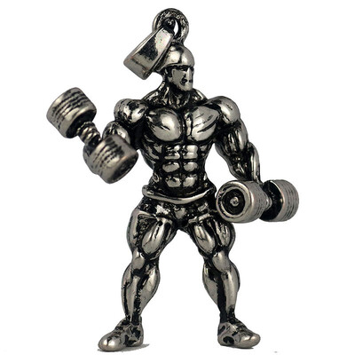 

YISHIZHIAI Barbell Weightlifting Necklace Mens Personality Fitness Pendant 4266