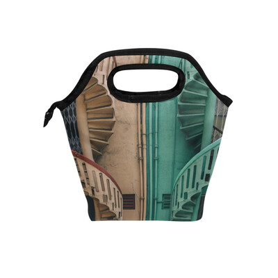

Insulated Lunch Tote Bag Spiral Staircase Travel Picnic Lunch Handbags Portable Zipper Lunch Bag Box