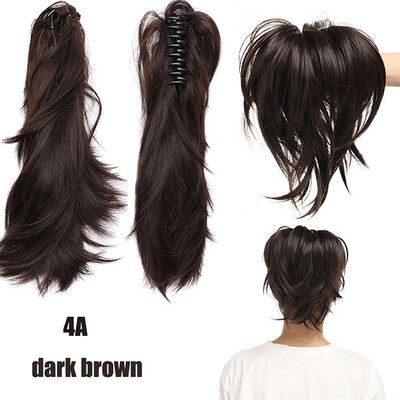 

Messy Bendable Claw on Ponytail Hairpiece Clip in Jaw with 3 Bendable Metals Synthetic Straight Fluffy Hair Extension Updo braids