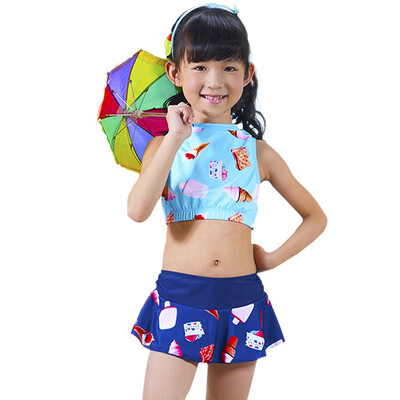

Qiaohai (QIHAI) 6604-8 children split swimsuit cute high collar small princess Korean three-piece hot spring swimsuit XL