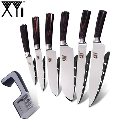 

XYj 7 Piece Japanese Stainless Steel Kitchen Knife Non-stick Veins Pattern Cooking Tools