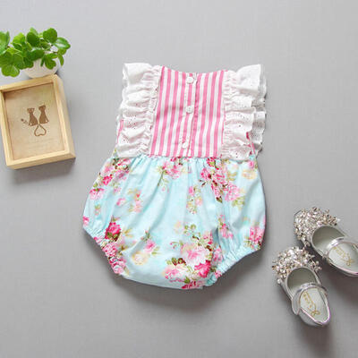 

Newborn Baby Girls Lace Floral Ruffled One-Piece Romper Jumpsuit Clothes Outfits