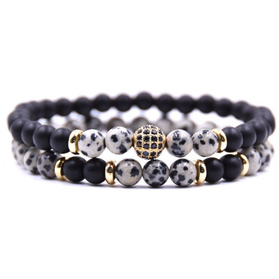 

Natural stone bracelet bracelet for men&women pair Micro Pave CZ 8mm disco ball bracelet ladies bracelet mens Viking jewelry