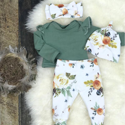 

Newborn Infant Baby Girl Floral Clothes Jumpsuit Romper Bodysuit Pant Outfit Set