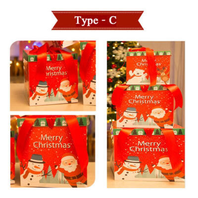 

3x Christmas Gift Creative Ribbon Handles Present Box Favor Bag Party Decoration