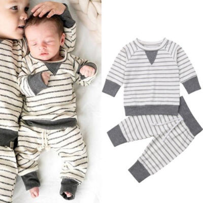 

Newborn Baby Boys Girls Cotton Clothes Long Sleeve Tops T Shirt Pants Outfit Set