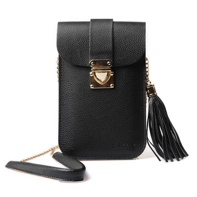 

Cell Phone Bag LKZAIY PU Leather Small Cross body Bag with Detachable Chain Shoulder Strap Clear Purse Wallet for Women