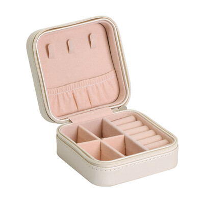 

Small Portable Travel Jewelry Box with Mirror Storage Case Organizer for Rings Earrings Necklaces