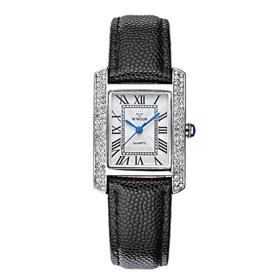 

WWOOR 2016 Fashion Brand Luxury Women Watches Diamond Rhinestone Genuine Leather Strap Quartz Ladies Casual Wristwatch 30M Water-P