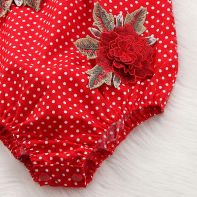 

UK Newborn Baby Girls 3D Flower Polka Dot Romper Jumpsuit Outfits Clothes Summer