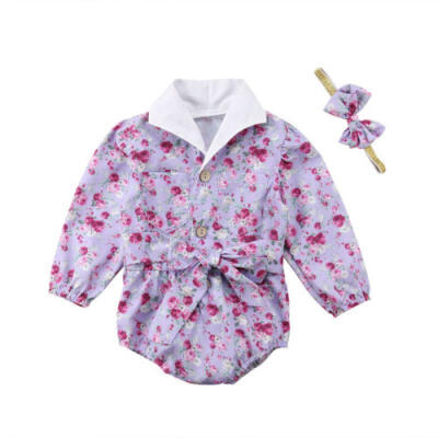 

Infant Newborn Baby Girls Flower Long Sleeve Bodysuit Romper Jumpsuit Clothes