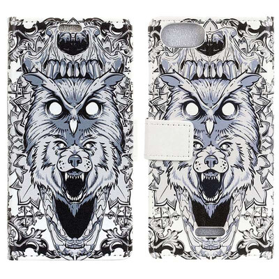 

MOONCASE Wiko Harry 2 Painted Leather Case - White Wolf