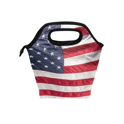 

Insulated Lunch Tote Bag American Flag Travel Picnic Lunch Handbags Portable Zipper Lunch Bag Box