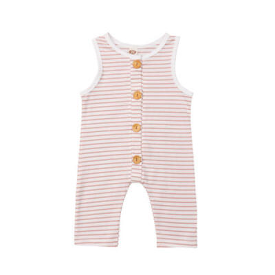 

Toddler Baby Boys Girls Stripe One Piece Button Romper Jumpsuit Clothes 0-24M