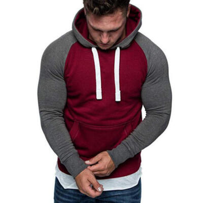 

UK Mens Fleece Hoodie Hooded Pullover Sweatshirt Overhead Top Plain Warm Jumper