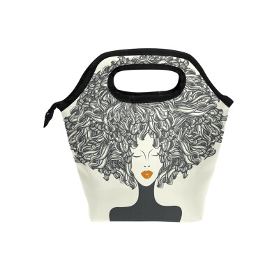 

Lunch Bag Tote Bag African American Woman Travel Picnic Organizer Lunch Holder Handbags Lunch Bag Box for Office