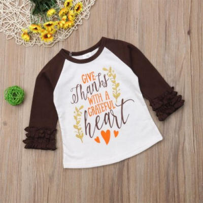 

Thanksgiving Toddler Kids Baby Girls Long Sleeve Turkey Pie T-Shirt Tops Blouse