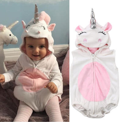 

Costume Newborn Baby Girls Unicorn Romper Jumpsuit Jumper Outfits Hooded Clothes