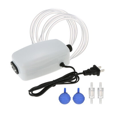 

8W Mini Aquarium Air Pump Adjustable Air Flow Aquatic Oxygen Pump for Fish Tank with 2pcs 2m Soft Hose 2pcs Stop Valve 2pcs Ai