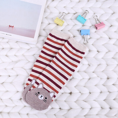 

Autumn&winter lady stripes cartoon cute socks cotton ladies short tube female socks