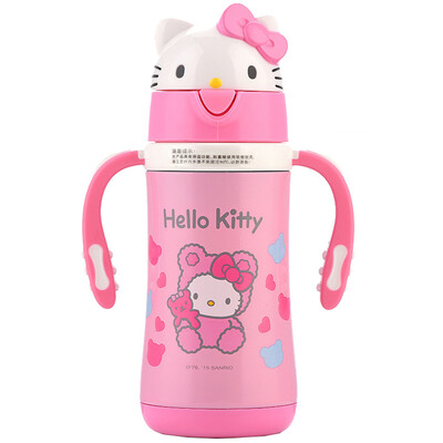 

Hello Kitty Изоляционные чашки Детские стальные чашки для воды Купальники для мужчин и женщин Кубки с двойной ручкой 300 мл Розовый