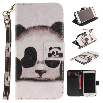 

Panda Design PU Leather Flip Cover Wallet Card Holder Case for IPHONE 6 Plus/6S Plus