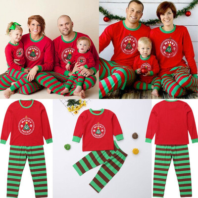 

New Family Matching Christmas Pajamas Set Adult Women Kids Sleepwear Nightwear