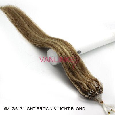 

Micro Ring Beads Easy Loop Tip Womens Human Hair Extensions Straight Mixed Color 100s 16-26"