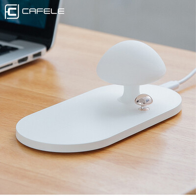 

Cafele Night Light Wireless Charger with Touch-control Silicone Mushroom Night Light Wireless Charging Pad for iPhone X 8 Plus