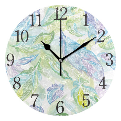 

Wall Clock Arabic Numerals Design Fresh Decorative Feather Round