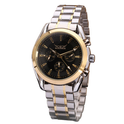 

JARAGAR 055 Business Men Mechanical Watch Three Sub-Dial Date Week Display Fashion Casual Stainless Steel Strap 3ATM Waterproof Se