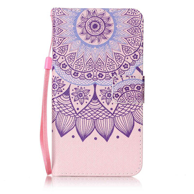 

Purple Sunflower Design PU Leather Flip Cover Wallet Card Holder Case for LG LS775