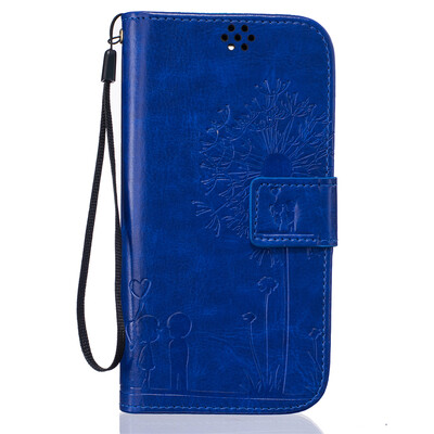 

Blue Lovers and Dandelion Style Embossing Classic Flip Cover with Stand Function and Credit Card Slot for LG K10