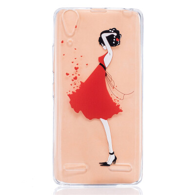 

Red Dress girl Pattern Soft Thin TPU Rubber Silicone Gel Case Cover for Lenovo A6000