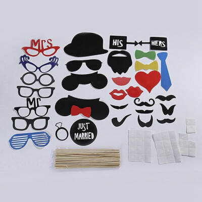 

MyMei 31pcs/Set New DIY Face Funny Masks Photo Booth Props Photography Mustache On A Stick Birthday Party Favor Party Event Suppli