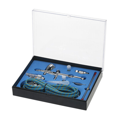 

KKmoon Professional Dual Action Gravity Feed Airbrush Kit with 18m Hose 02mm03mm05mm Needle 9cc Cup Air Brush for Art Painti