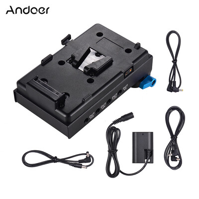 

Andoer V Mount V-lock Battery Plate Adapter with 15mm Dual Hole Rod Clamp LP-E6 Dummy Battery Adapter for BMCC BMPCC Canon 5D25D3